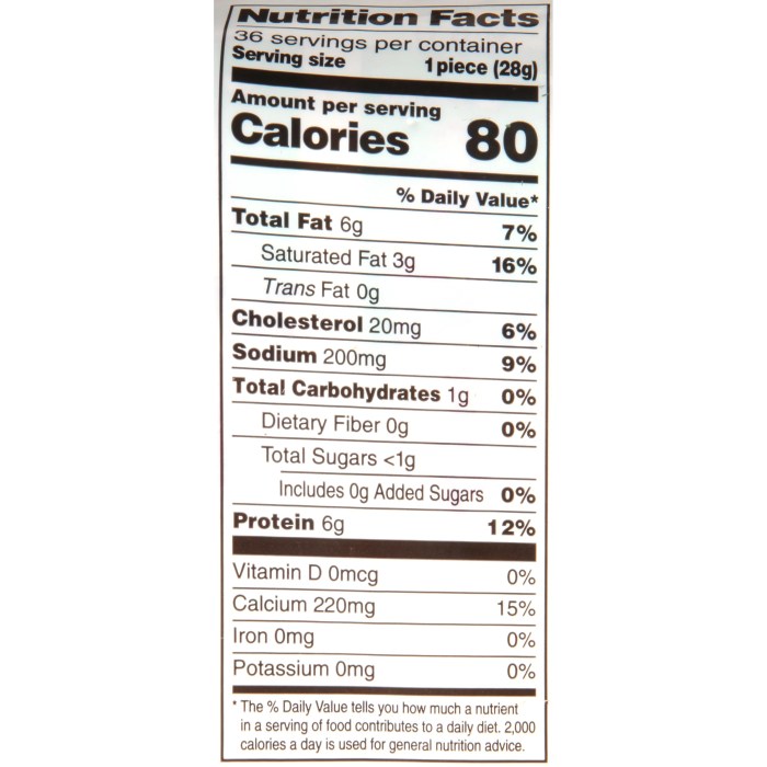 String cheese stick nutrition