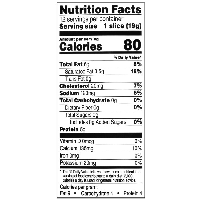 Cheddar cheese slice nutrition facts