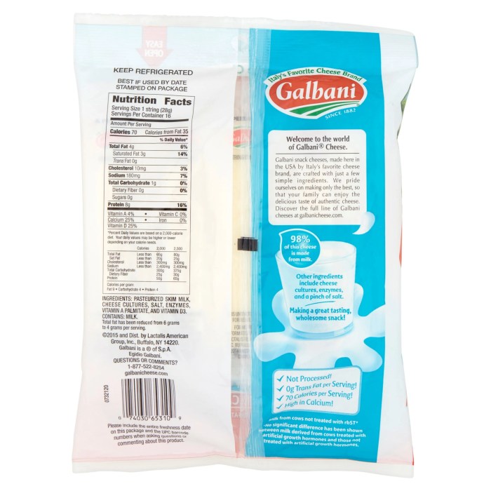 Galbani string cheese nutrition