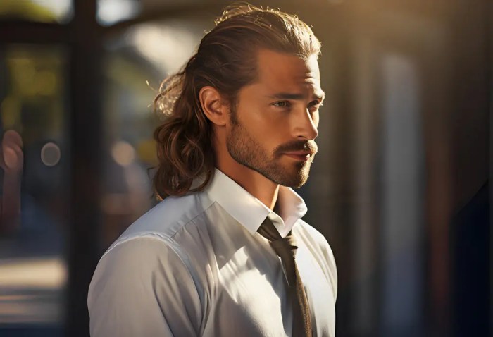 Mens fashion long hair